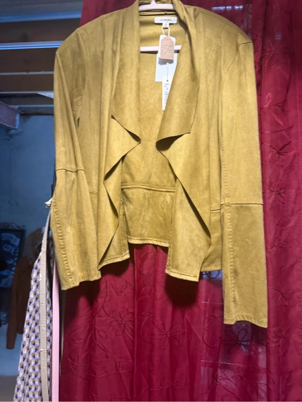 Max Studio Mustard Draped Suede Blazer